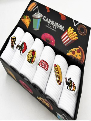 Carnaval Socks 6'lı Fast Food Nakışlı Tenis Çorap Seti