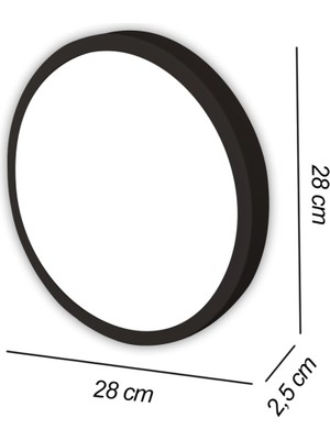 Adaled Adaledmodern Tavana Sıfır Wc Kiler Ofis Lambası 24 W Yuvarlak Armatür Sıva Üstü Siyah Kasa Beyaz Işık 6500