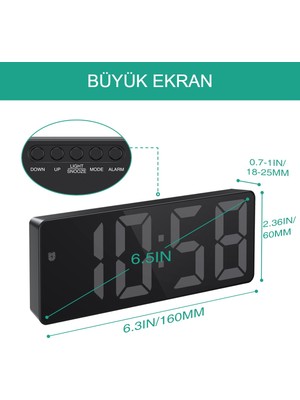 Inters Tech LED Ayna Dijital Masa Saati, Elektronik Çalar Saat, Takvim Termometre, Parlaklık, Erteleme Fonksiyon