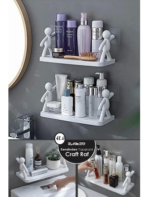 Rosemor 4lü Kendinden Yapışkanlı Craft Banyo Rafı Baharatlık Mutfak Organizer