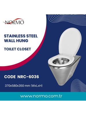 Normo Paslanmaz Çelik Engelli Klozeti S Çıkışlı R: Rezervuar Taharet Çubuksuz 370x700x800mm (NRC-6038-SXRL)