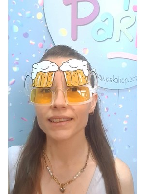 Pekshop Eğlenceli Parti Gözlüğü Köpüklü Bira Bardağı Şekilli Photobooth Gözlük