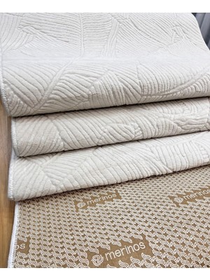 Merinos Rölyef Garden Krem Kaymaz Taban Kesme Halı Yolluk Fenomen Carpet