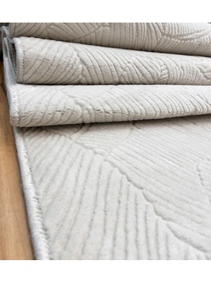 Merinos Rölyef Garden Krem Kaymaz Taban Kesme Halı Yolluk Fenomen Carpet