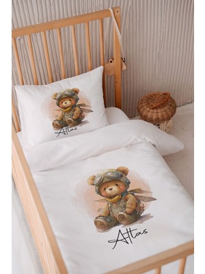 Lilabio %100 Pamuk Saten Isme Özel 100X150 Bebek Yatak Nevresim Seti