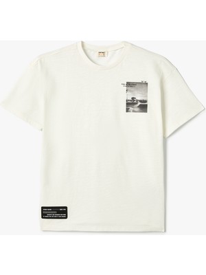 Koton Tişört Fotoğraf Baskılı Kısa Kollu Bisiklet Yaka Pamuklu