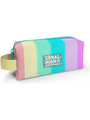 Coral High Tek Bölmeli Renkli Çizgili Desenli Kalem Çantası