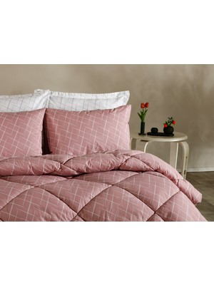 Doqu Home Easy Cotton Glimmer Comforter Set Çift Kişilik - Gül Kurusu