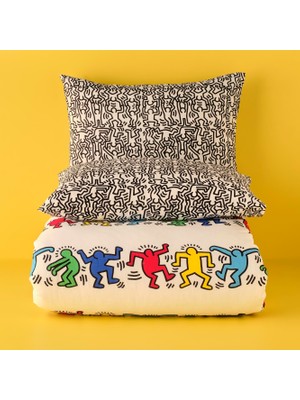 Bella Maison  Pamuk Ranforce Keith Haring Çift Kişilik Nevresim Seti (200X220 Cm)