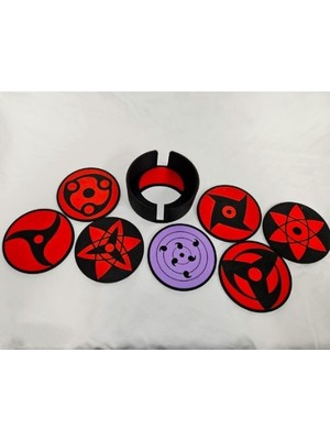 Nana Art Mangekyō Sharingan Anime Kaymaz Tabanlı Bardak Altlığı