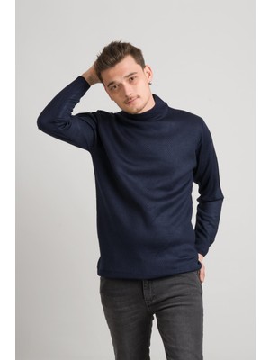 Akçaylar Regular Fit Yarım Balıkçı Nokta Desenli Akrilik Viskon Karışımlı Erkek Triko Kazak