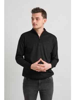 Akçaylar Regular Fit Yarım Balıkçı Fermuarlı Akrilik Viskon Karışımlı Erkek Triko Kazak