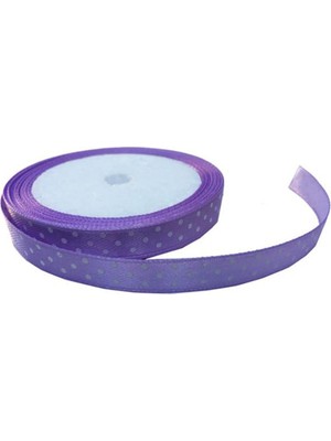 Depposite Saten Kurdele Puantiyeli Benekli Kurdele 1 cm - 10 Metre Lila