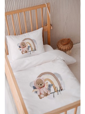 Lilabio %100 Pamuk Saten Isme Özel 100X150 Bebek Yatak Nevresim Seti