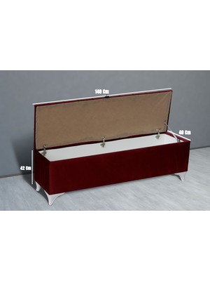 Gazzini Furniture Vetra Chester Model Bordo Sandıklı Puf - Kapitoneli Model 140CM Sandıklı Bank