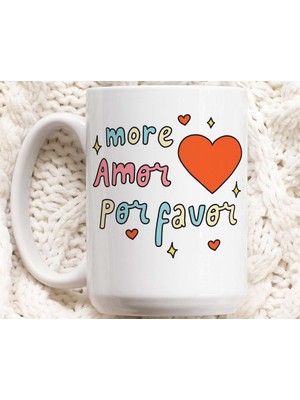 Bexdore Daha Fazla Amor Por Favor Kupa, Sevimli Aşk Doodle Kupa, Renkli Kupa,ingilizce Kupa