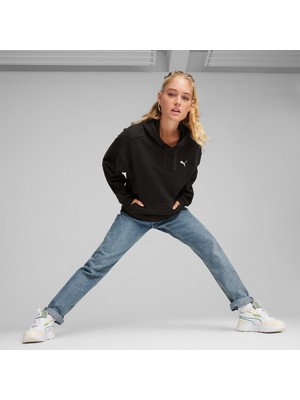 Puma Her Hoodie Tr.01 Kadın Kapüşonlu Düz Desenli Siyah Rahat Kesim Hoodie