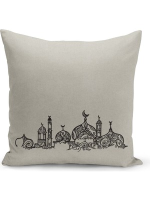 Filamente Ramazan Özel Desenli Çift Taraflı Dijital Baskılı Kırlent Kılıfı