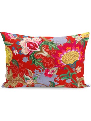 Filamente Çift Taraflı Dijital Baskı Kırlent Kılıfı Çiçek Bahçesi