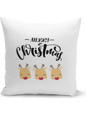 Filamente Yılbaşı Christmas Deseni Çift Taraflı Dijital Baskılı Kırlent Kılıfı