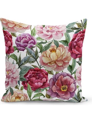 Filamente Çift Taraflı Dijital Baskı Kırlent Kılıfı Çiçek Bahçesi