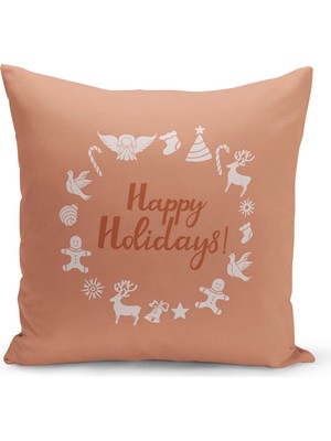 Filamente Yılbaşı Christmas Deseni Çift Taraflı Dijital Baskılı Kırlent Kılıfı