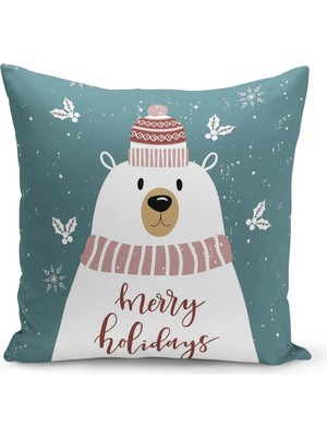 Filamente Yılbaşı Christmas Deseni Çift Taraflı Dijital Baskılı Kırlent Kılıfı