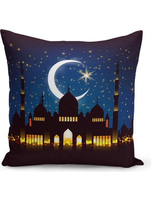 Filamente Ramazan Özel Desenli Çift Taraflı Dijital Baskılı Kırlent Kılıfı