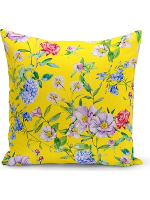 Filamente Çift Taraflı Dijital Baskı Kırlent Kılıfı Çiçek Bahçesi