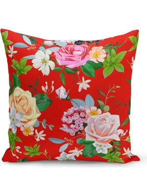 Filamente Çift Taraflı Dijital Baskı Kırlent Kılıfı Çiçek Bahçesi