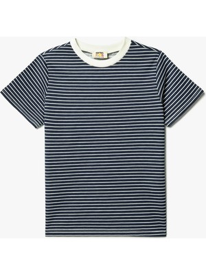 Koton Çizgili Tişört Kısa Kollu Bisiklet Yaka Pamuklu