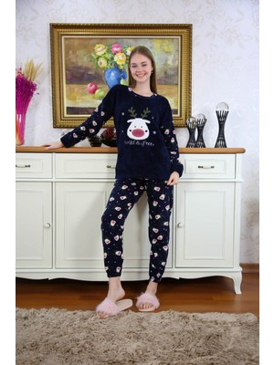 Hd Giyim Moda Çizgi Welsoft Polar Kadın Pijama Takımı 8508