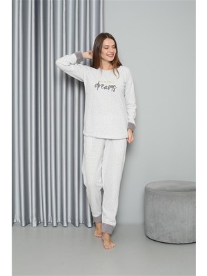 Hd Giyim Moda Çizgi Welsoft Polar Kadın Pijama Takımı 8515