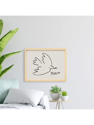 Ayışığı Dizayn Pablo Picasso Bird Doğal Ahşap Çerçeveli Tekli Tablo Seti