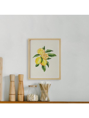 Ayışığı Dizayn Mutfak-Limon Doğal Ahşap Çerçeveli Tekli Tablo Seti