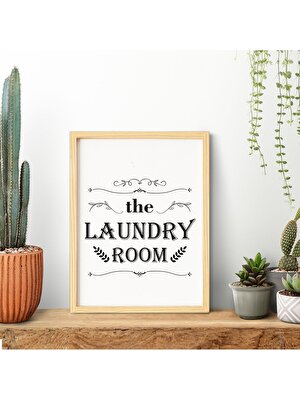 Çamaşır Odası-Laundry Room Ahşap Çerçeveli Poster Tekli Dekor Duvar Tablo Seti