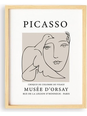 Ayışığı Dizayn Pablo Picasso Visage Doğal Ahşap Çerçeveli Tekli Tablo Seti