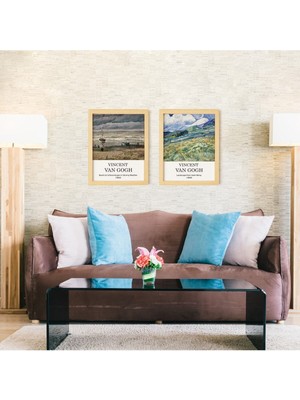 Ayışığı Dizayn Van Gogh Doğal Ahşap Çerçeveli 2'li Tablo Seti