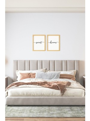 Ayışığı Dizayn Sweet Dreams Doğal Ahşap Çerçeveli 2'li Yazı Tablo Seti