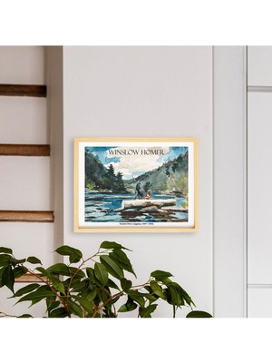 Ayışığı Dizayn Winslow Homer Hudson River Doğal Ahşap Çerçeveli Tekli Tablo Seti