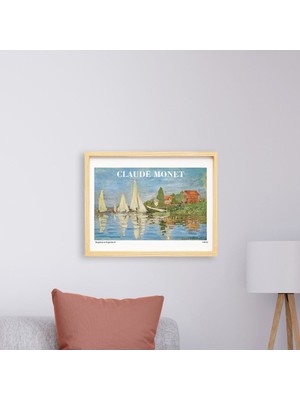 Ayışığı Dizayn Claude Monet Sailboat Doğal Ahşap Çerçeveli Tekli Tablo Seti