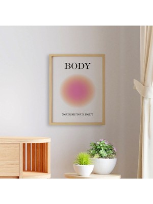 Ayışığı Dizayn Aura-Vücut Doğal Ahşap Çerçeveli Tekli Tablo Seti