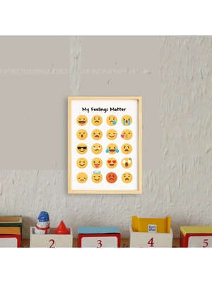 Ayışığı Dizayn Çocuk Feelings-Duygular Doğal Ahşap Çerçeveli Tekli Tablo Seti