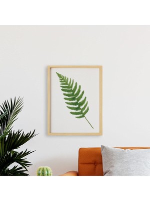 Ayışığı Dizayn Bohem-Leaf3 Doğal Ahşap Çerçeveli Tekli Tablo Seti