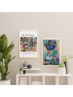Ayışığı Dizayn Henri Matisse Landscape Woman Doğal Ahşap Çerçeveli 2'li Tablo Seti