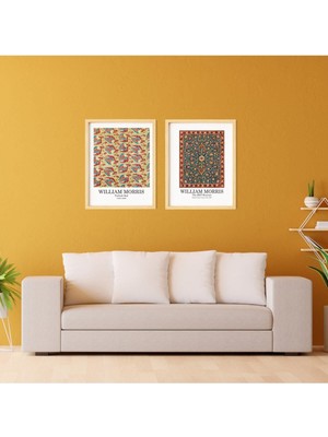 Ayışığı Dizayn William Morris Doğal Ahşap Çerçeveli 2'li Tablo Seti