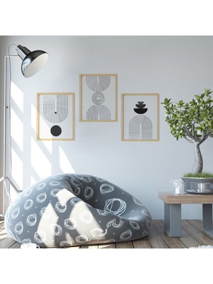 Ayışığı Dizayn Soyut 24 Arch Doğal Ahşap Çerçeveli 3'lü Tablo Seti