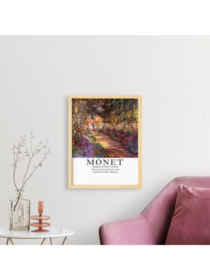 Ayışığı Dizayn Claude Monet Garden1 Doğal Ahşap Çerçeveli Tekli Tablo Seti