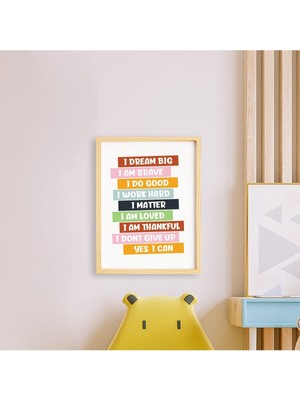 Ayışığı Dizayn Çocuk Motivation-Motivasyon Doğal Ahşap Çerçeveli Tekli Tablo Seti