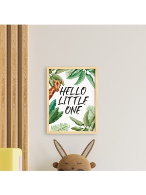 Ayışığı Dizayn Çocuk Hello Little Doğal Ahşap Çerçeveli Tekli Tablo Seti